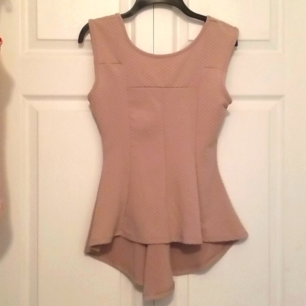 Sleeveless Top With Longline Back. By Love J USA . Size  L Juniors Taupe